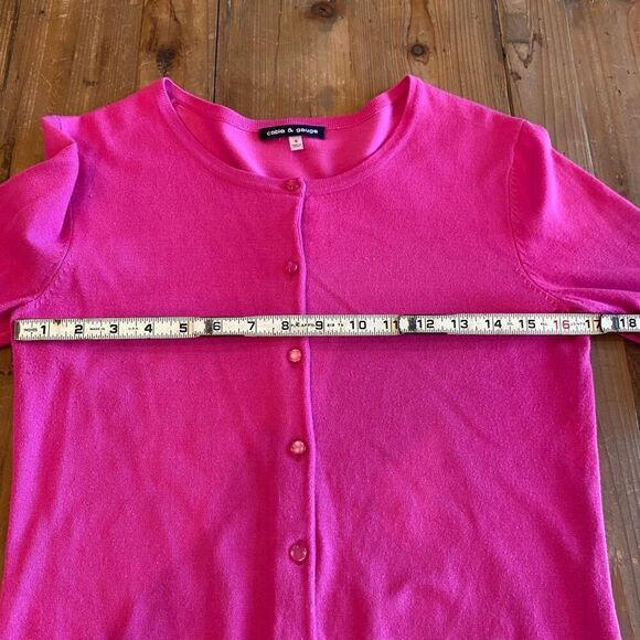 CABLE & Gage Button Down Cardigan Crew Neck Sweater Lightweight Bright P… - Picture 9 of 13